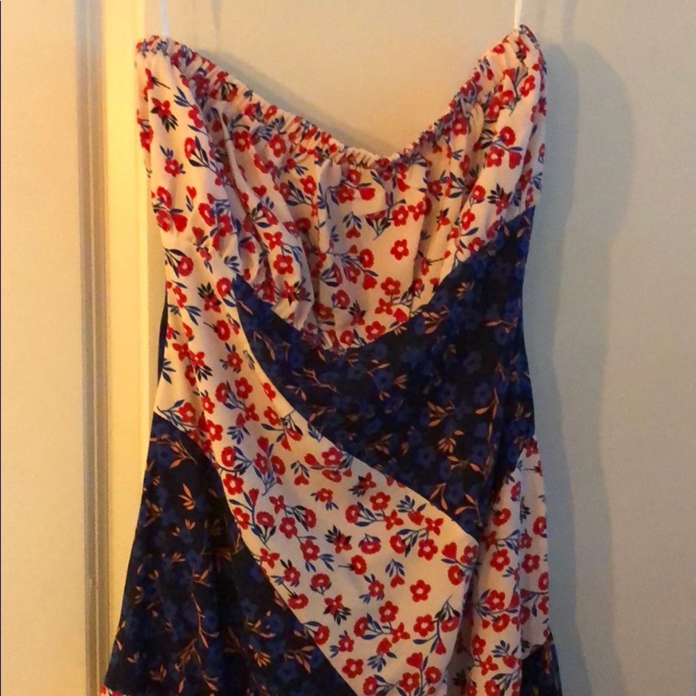 Navy and Red Floral Dress